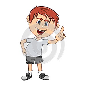 Little boy pointing his finger cartoon