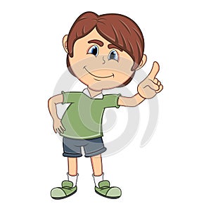 Little boy pointing his finger cartoon