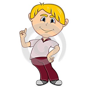 Little boy pointing his finger cartoon