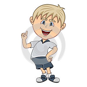 Little boy pointing his finger cartoon