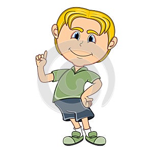 Little boy pointing his finger cartoon