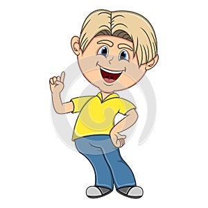 Little boy pointing his finger cartoon