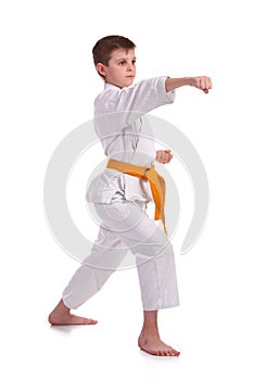 Little boy practice karate