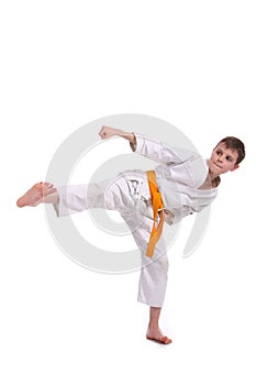 Little boy practice karate photo