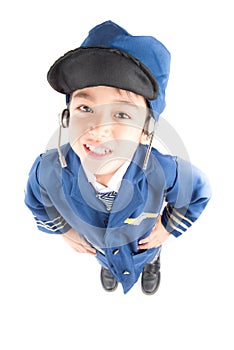 Little boy pretend as a pilot