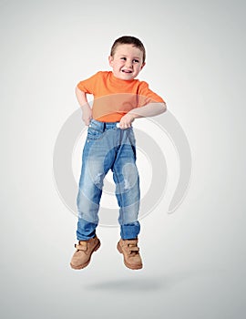 Little boy raises himself for jeans