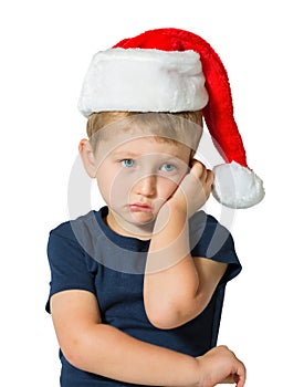 The little boy in red cap of Santa Claus