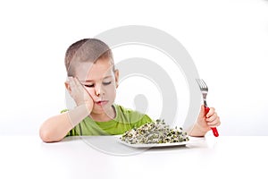 Little boy refuses to eating