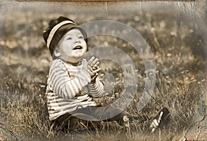 Little boy in retro style