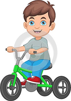 little boy riding tricycle cartoon