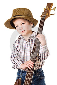Little boy with rock guitar
