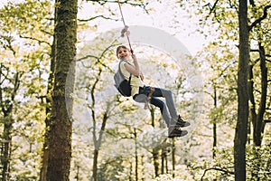 Little boy on a Rope Swing