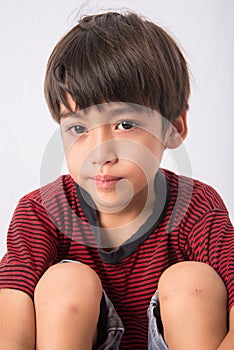 Little boy with sadness face and eyes portrait