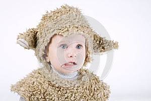 Little boy with sheep costume