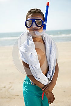 Little boy with snorkel