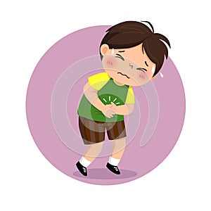 Little boy suffering from stomachache. Health Problems concept