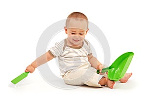 Little boy sweeping
