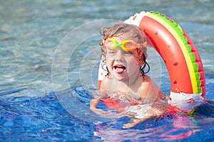 Little boy in the swimming pool