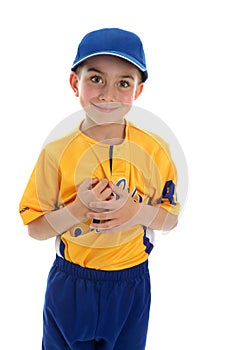 Little boy t-ball baseball player photo