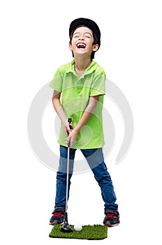 Little boy taking golf club