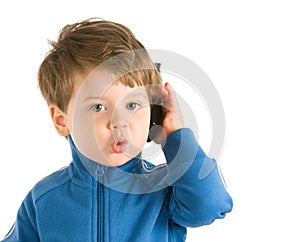 Little boy talking on the phone