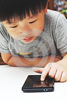 Little boy using smartphone, toddler, device, vertical