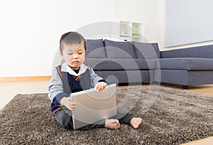 Little boy using tablet