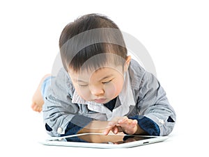 Little boy using tablet