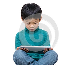 Little boy using tablet