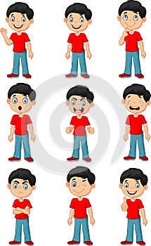 Little boy in various expression isolated on white background