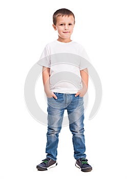 Little boy in white shirt