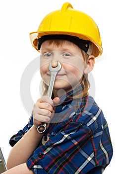 Little boy with wrench tool