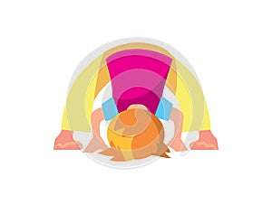 Little boy in yoga pose vector icon