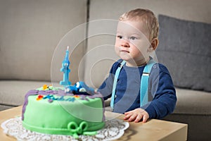 Little boyl celebrating first birthday