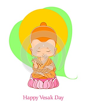 Little Buddha meditate on the lotus