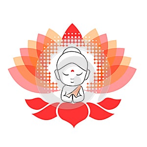 Little Buddha meditating on a lotus flower