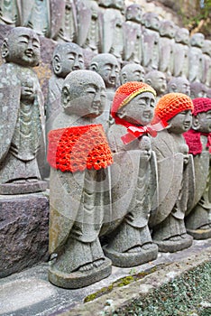 Little Buddha statues praying at the Hase-Dera temple