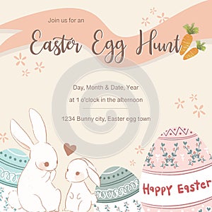 Little bunny Easter Egg Hunt invitation card