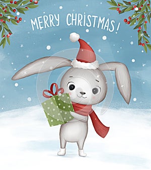 Little bunny wishes Merry Christmas