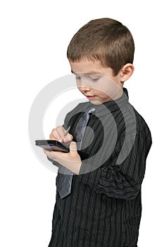 Little Business Man Using PDA