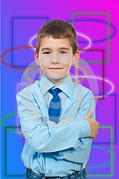 Little businessman with arms folded