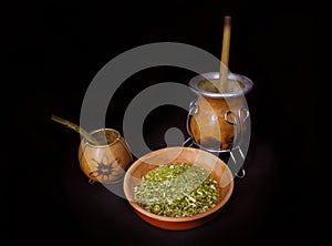 Little calabaza and porongo with yerba mate cup photo