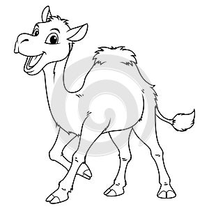 Little Camel Cartoon Animal Illustration BW