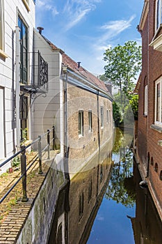 Little canal and old houses in the center of Gouda