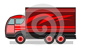 Little car truck. Set. Vector. Cartoon. A small truck for transporting goods. Cargo services. Auto freight.Delivery consignment.