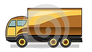 Little car truck. Vector. Cartoon. Flat. A small truck for transporting goods. Cargo services. Auto freight.Delivery consignment.