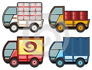 Little car truck. Vector. Flat. Cargo services. Cartoon.Dispatch machine shipment. Auto freight. Delivery consignment. A small tru