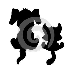 Little cat and dog silhouette
