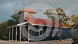 Little catholic wooden church in the village