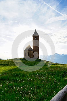 Little chapel in Hafling with meadow